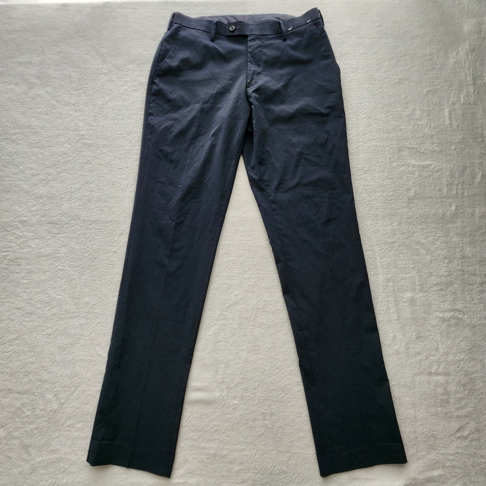Uniqlo Kando Pants Mens 31x34 Navy Ultra Light Dress Trousers Business Wedding